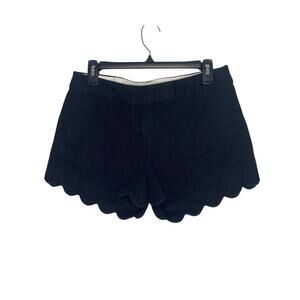 J Crew Scalloped Edge Linen Cotton Mid Rise Black Dressy Casual Chino Shorts 4